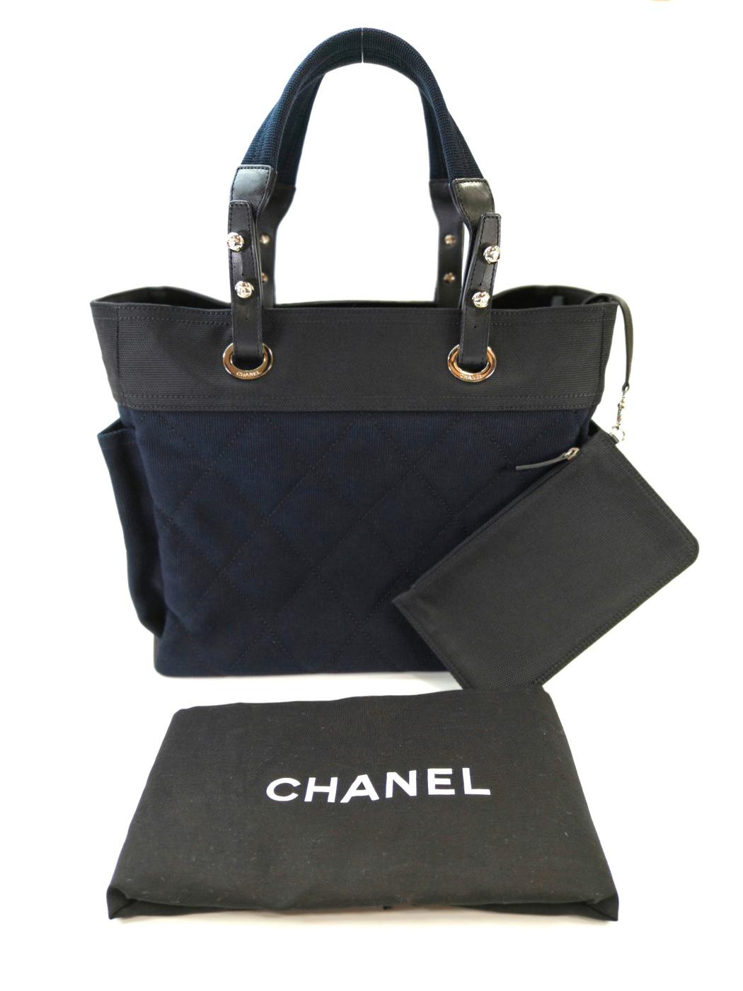 CHANEL Paris Biarritz Canvas Tote Bag Navy Control number: 11025