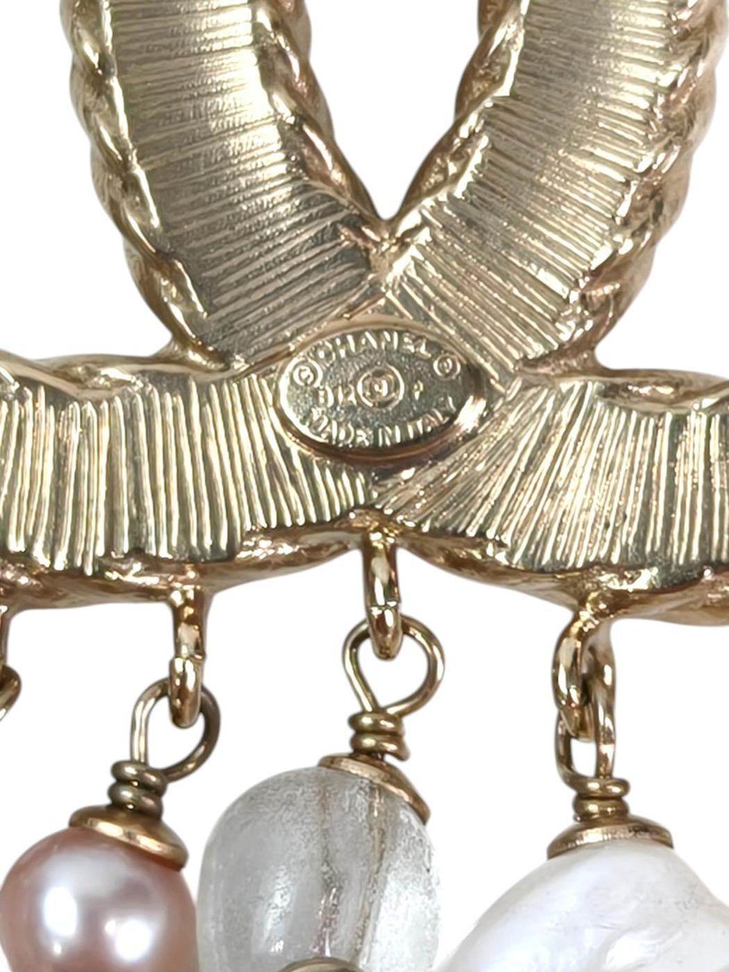 CHANEL シャネル ココマーク パール フリンジ ブローチ コメ有 ホワイト 管理番号:11420