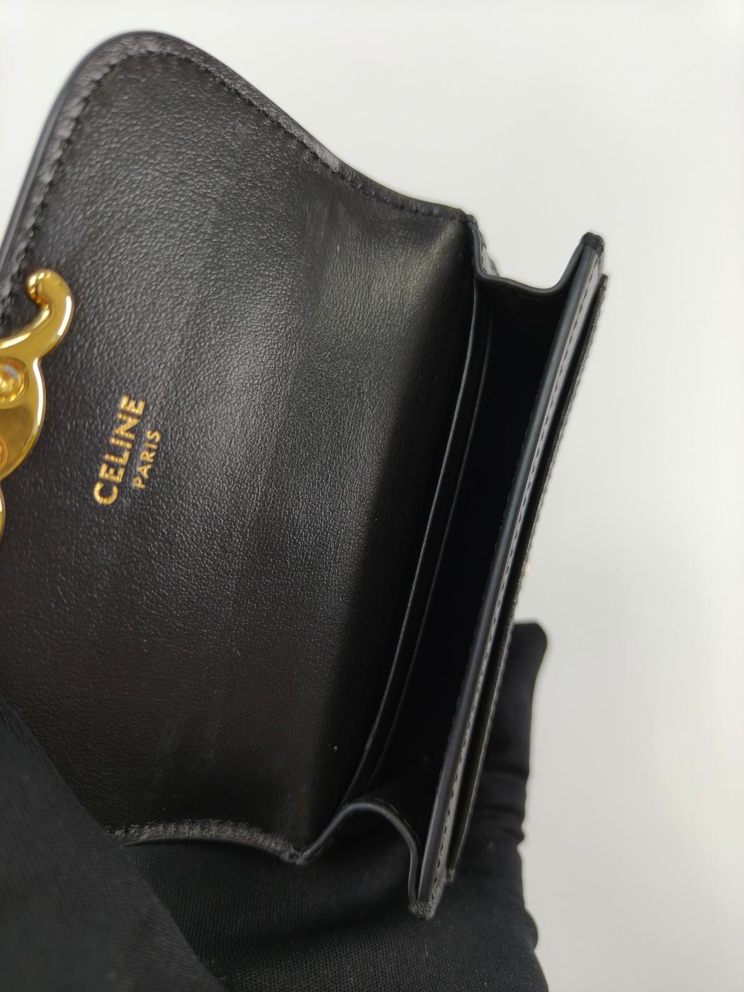 CELINE セリーヌ トリオンフ 二つ折り カードケース カードホルダー 名刺入れ ブラック 管理番号:10340