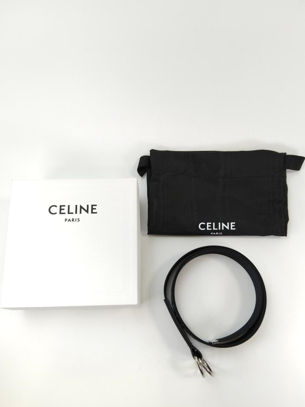 CELINE セリーヌ ロゴ ベルト メンズ ブラック サイズ115 管理番号:10970
