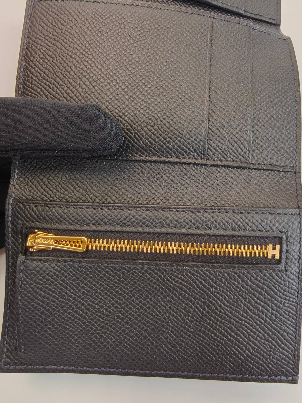 HERMES エルメス ベアンコンビネ 折りたたみ 三つ折り 財布 ブラック 管理番号:10397
