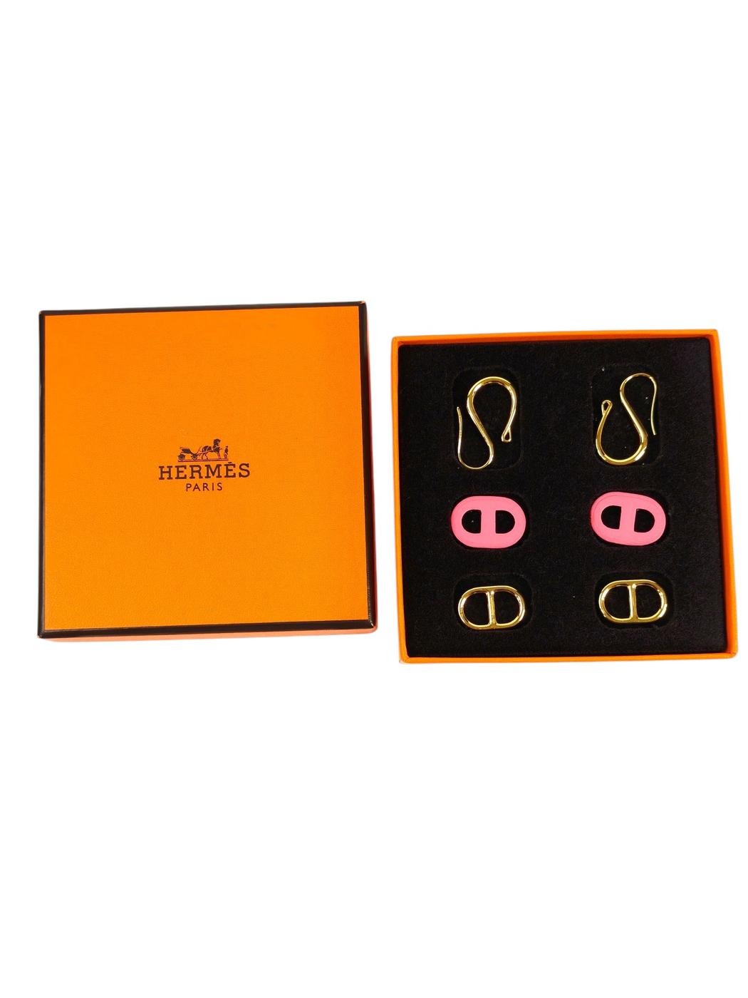 HERMES エルメス オーマイヨン ピアス ゴールド×ピンク 管理番号:11268