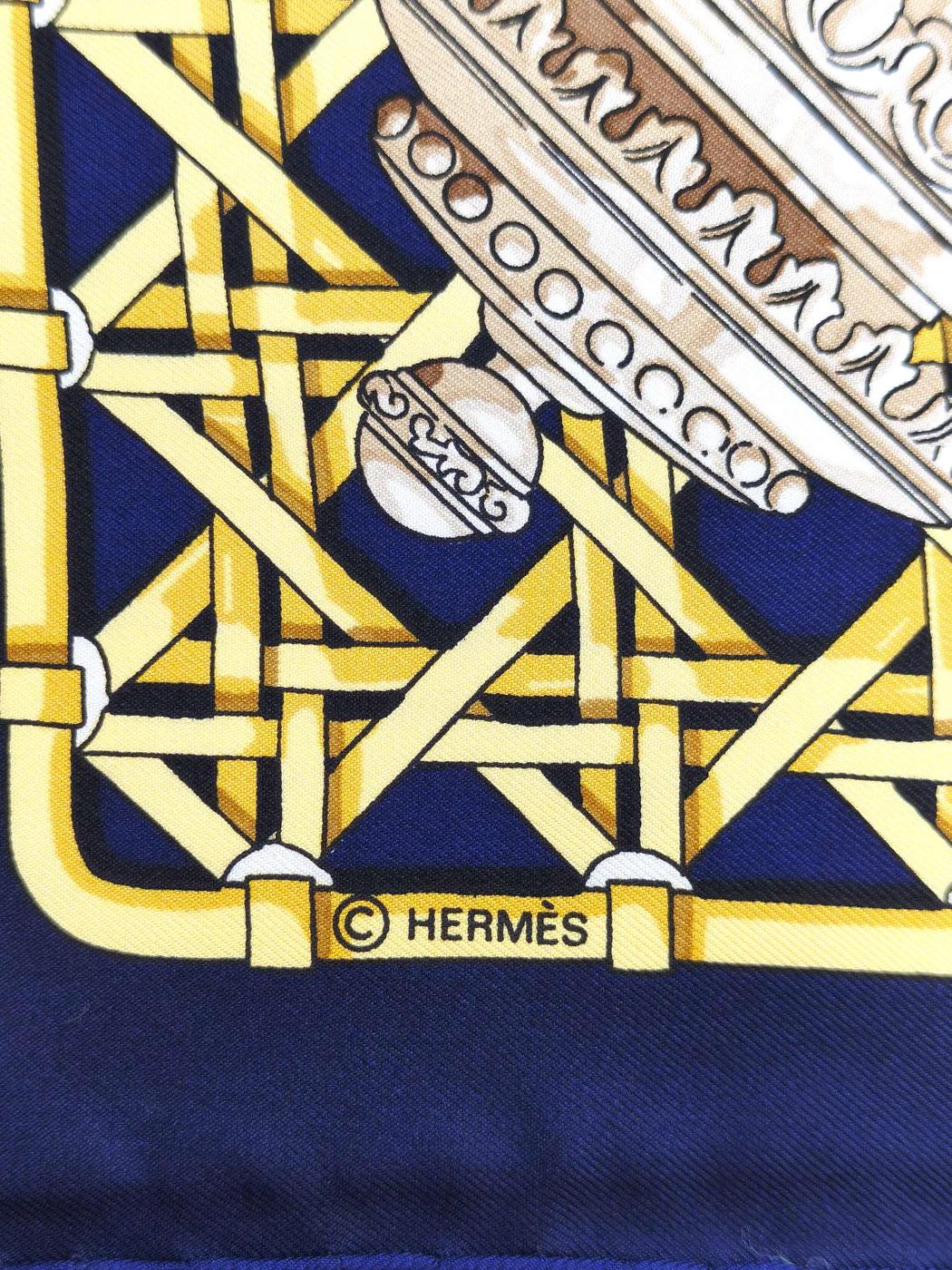 HERMES 爱马仕 Carré 90 灯 红色×藏青色 100%真丝 围巾 红色 管理编号:11876