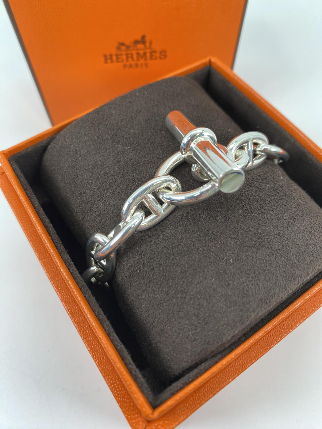 エルメス HERMES シェーヌダンクル MM ブレスレット 14コマ 925 536.g シルバー 管理番号:9015