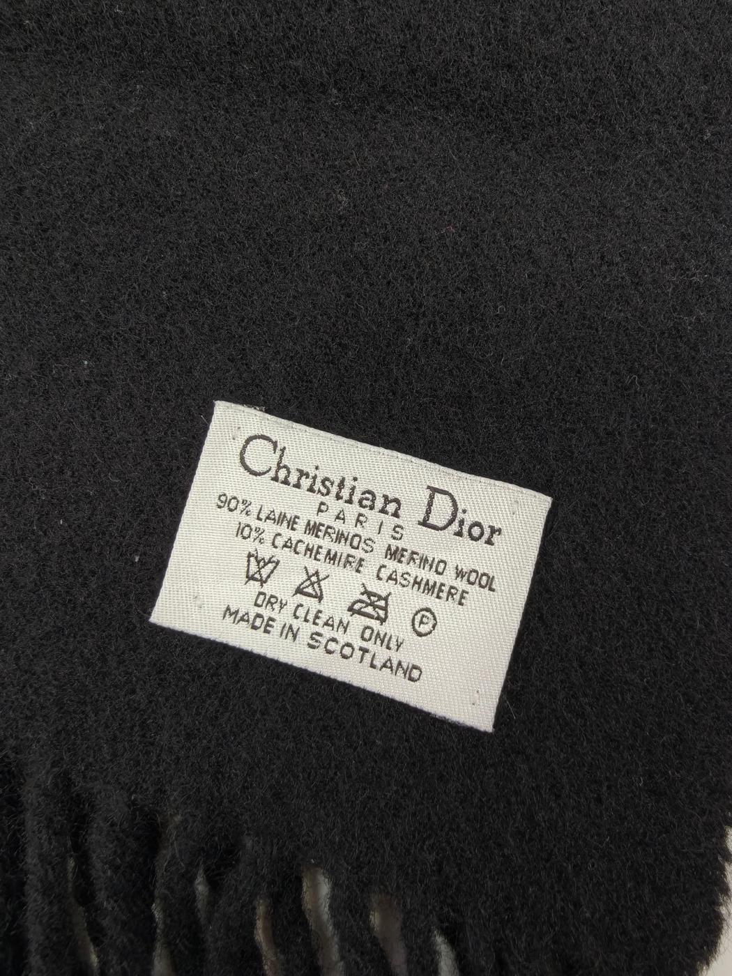 Christian Dior ディオール ロゴ柄 フリンジ マフラー ウール カシミヤ ブラック 管理番号:10491