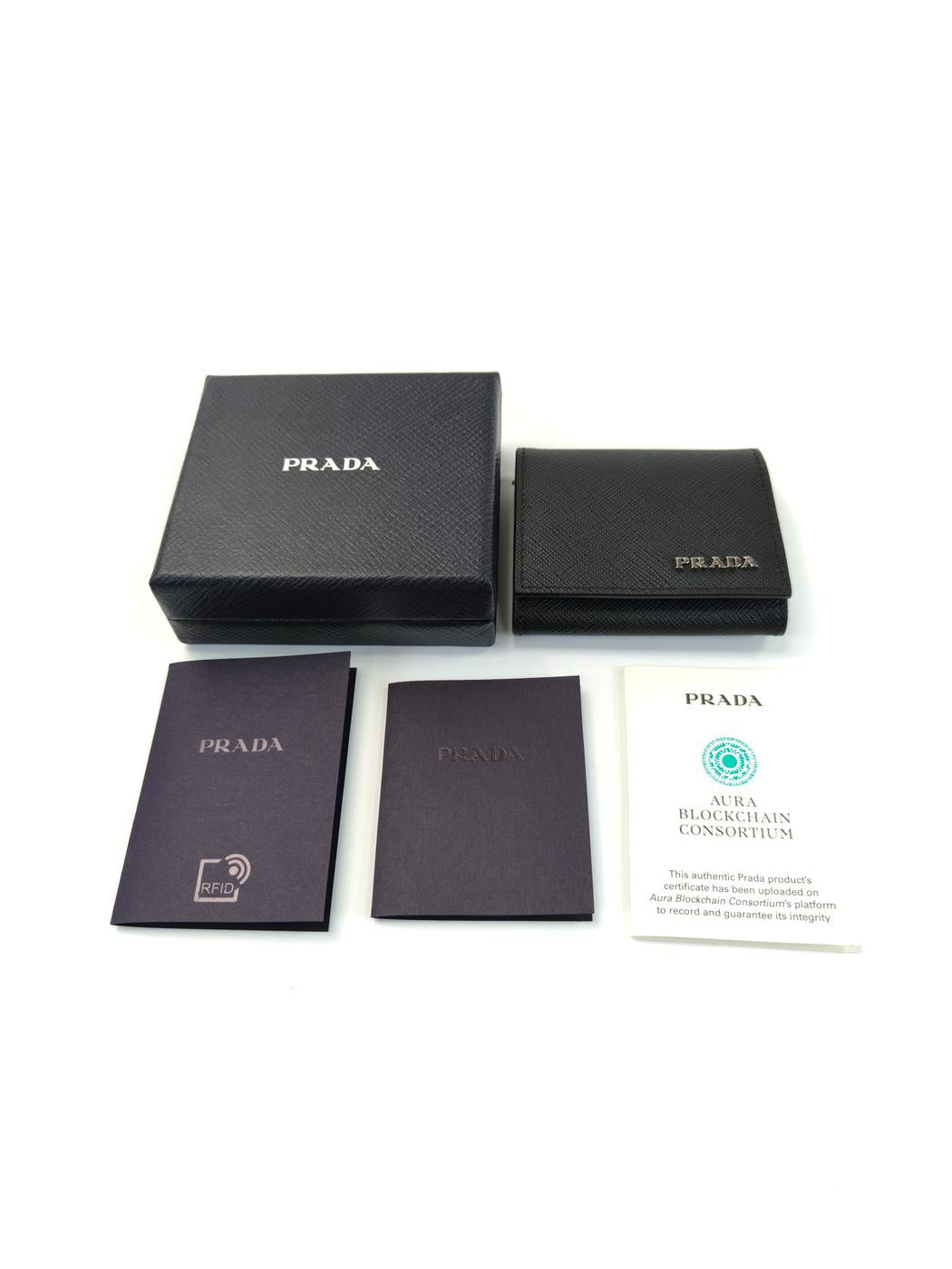 PRADA Saffiano Leather Coin Purse Black Control Number: 10987