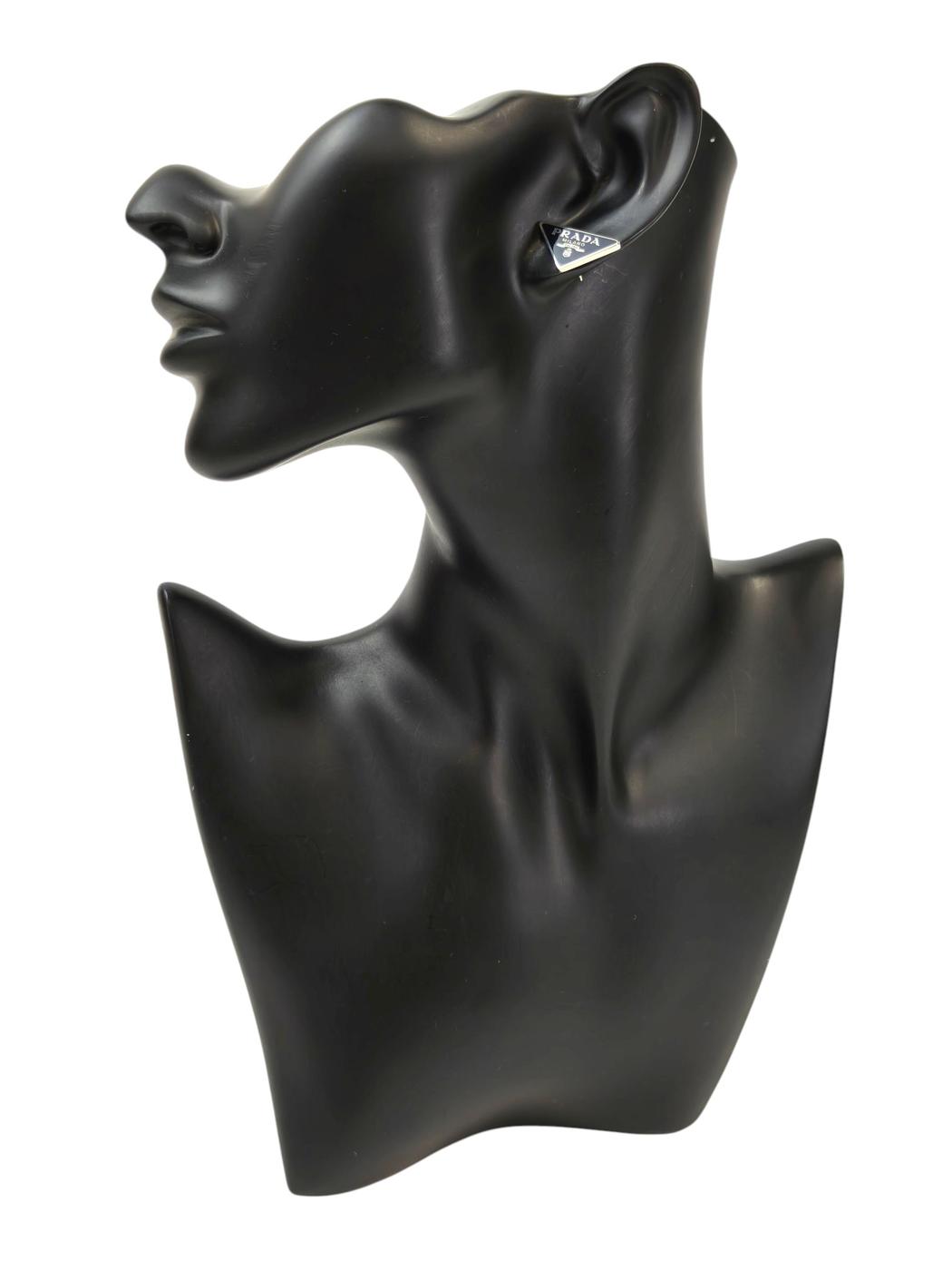 PRADA Triangle Logo Earrings Black x Silver Product number: 11687