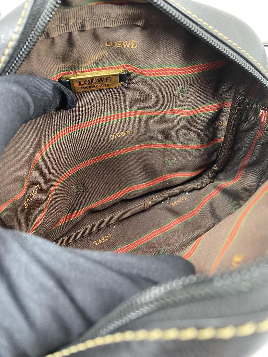 LOEWE Velázquez Vintage 双色皮革单肩包,黑色和棕色,参考编号:6859