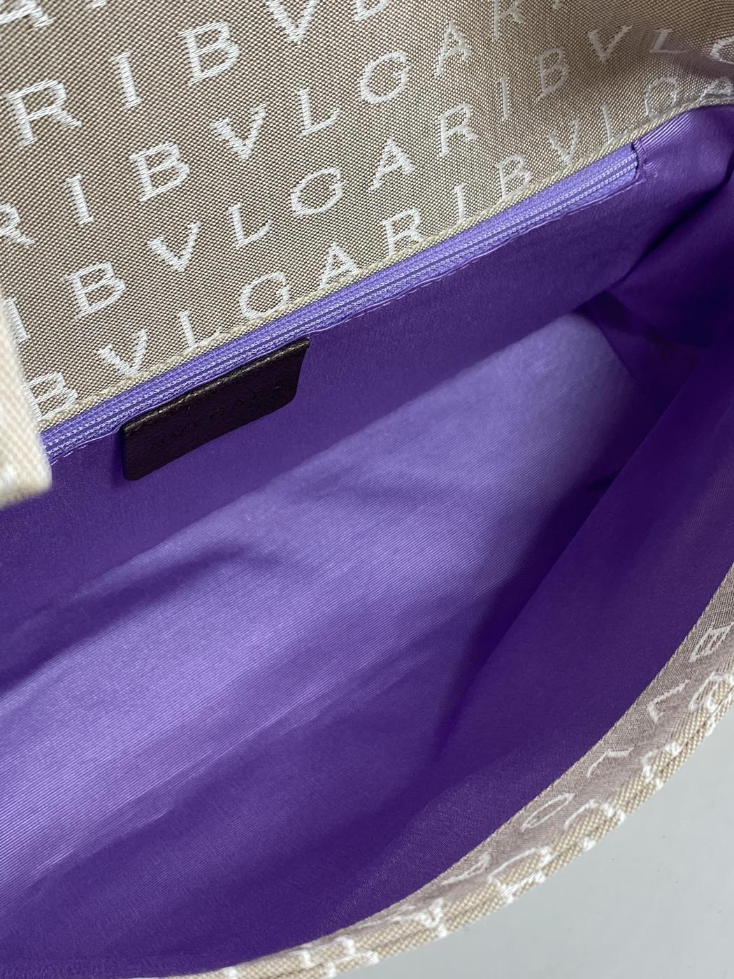 宝格丽 (BVLGARI) Logomania 单肩包,棕色 x 米色,控制编号:6574
