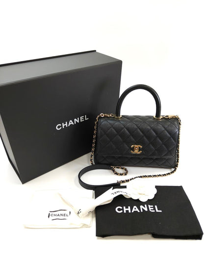 CHANEL シャネル マトラッセ ココマーク キャビアスキン 2WAY ハンドバッグ チェーンショルダーバッグ ブラック A92990 管理番号：10070