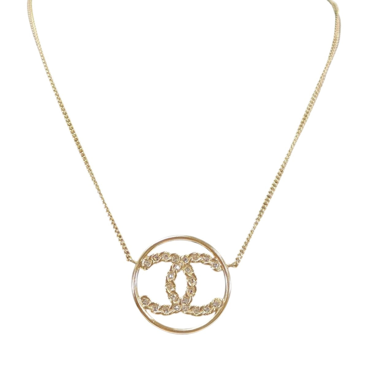 CHANEL シャネル CC サークル ペンダント ネックレス ラインストーン ゴールド 管理番号：10083