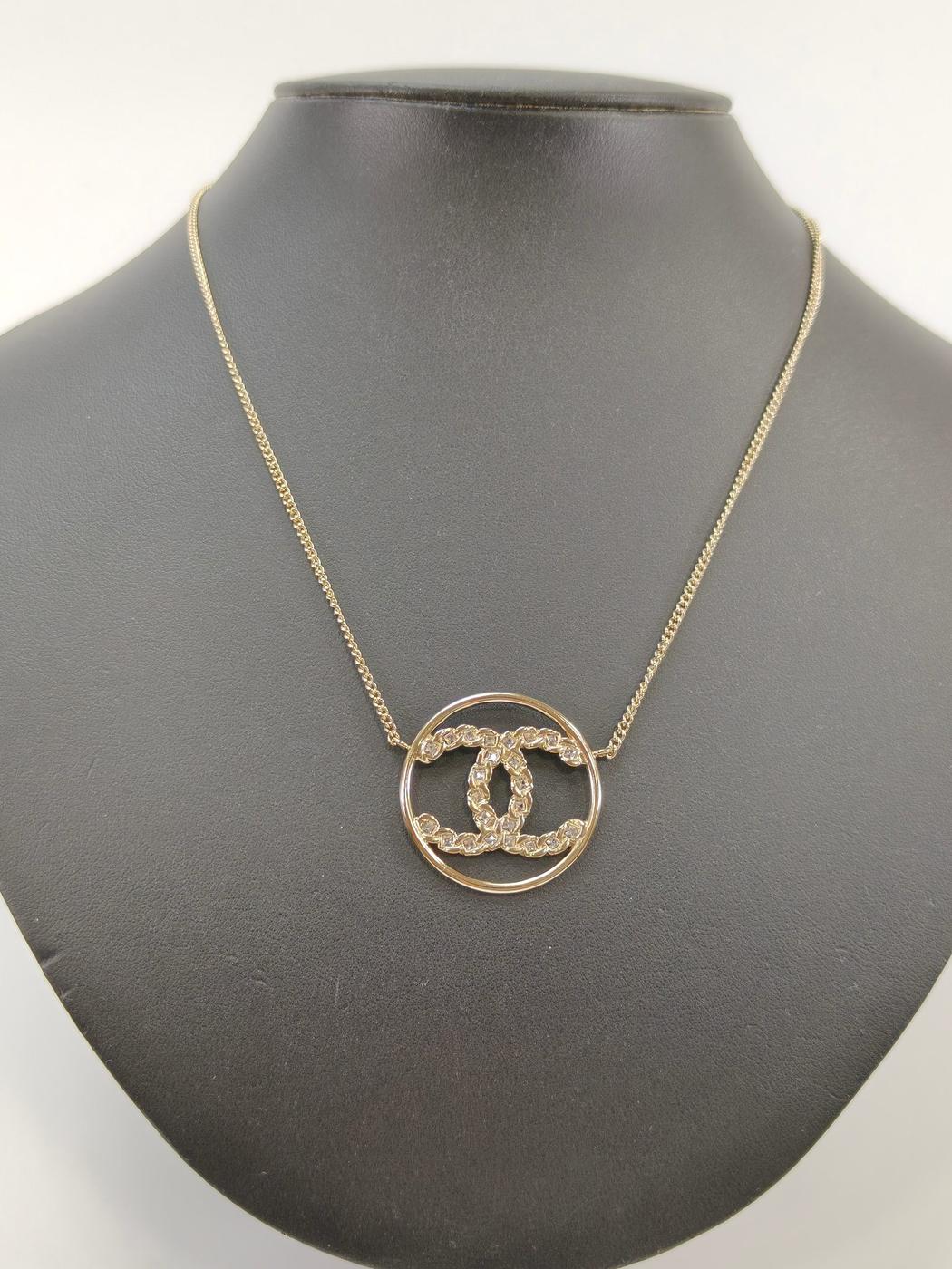 CHANEL シャネル CC サークル ペンダント ネックレス ラインストーン ゴールド 管理番号：10083