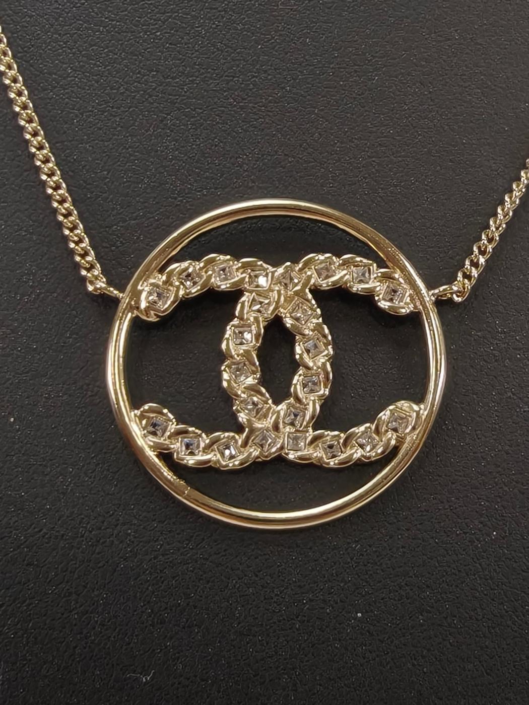 CHANEL シャネル CC サークル ペンダント ネックレス ラインストーン ゴールド 管理番号：10083
