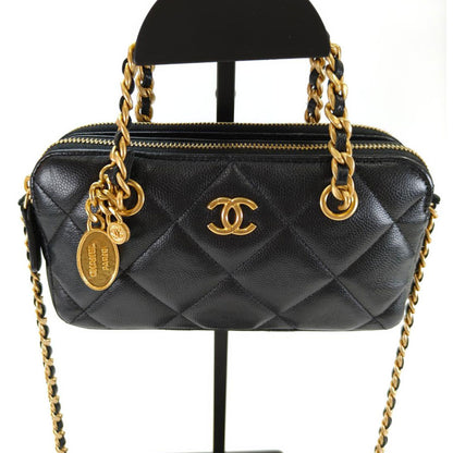 CHANEL シャネル マトラッセ 2Way チェーンショルダー ハンドバッグ ココマーク キャビアスキン AP3495 ブラック 管理番号：10119