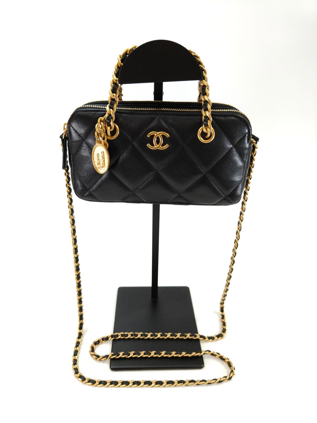 CHANEL シャネル マトラッセ 2Way チェーンショルダー ハンドバッグ ココマーク キャビアスキン AP3495 ブラック 管理番号：10119