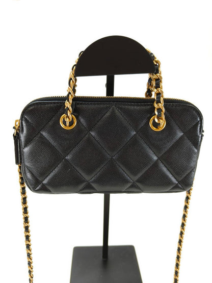 CHANEL シャネル マトラッセ 2Way チェーンショルダー ハンドバッグ ココマーク キャビアスキン AP3495 ブラック 管理番号：10119