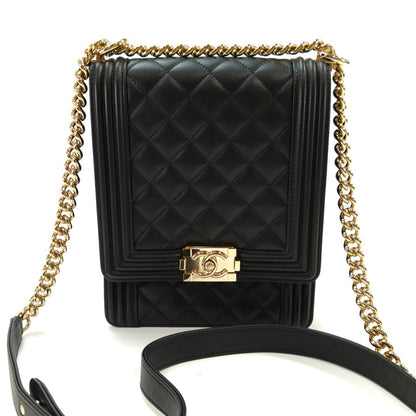 CHANEL ボーイシャネル マトラッセ ショルダーバッグ ラムスキン ブラック 管理番号：10123