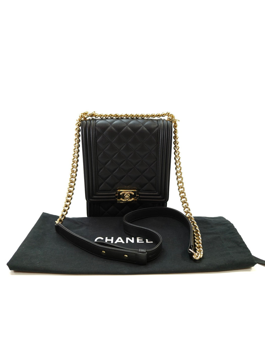 CHANEL ボーイシャネル マトラッセ ショルダーバッグ ラムスキン ブラック 管理番号：10123