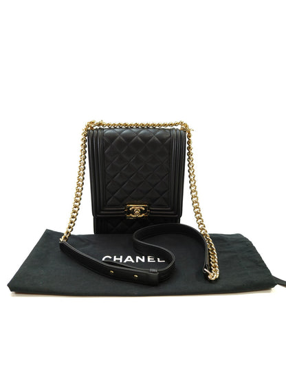 CHANEL ボーイシャネル マトラッセ ショルダーバッグ ラムスキン ブラック 管理番号：10123