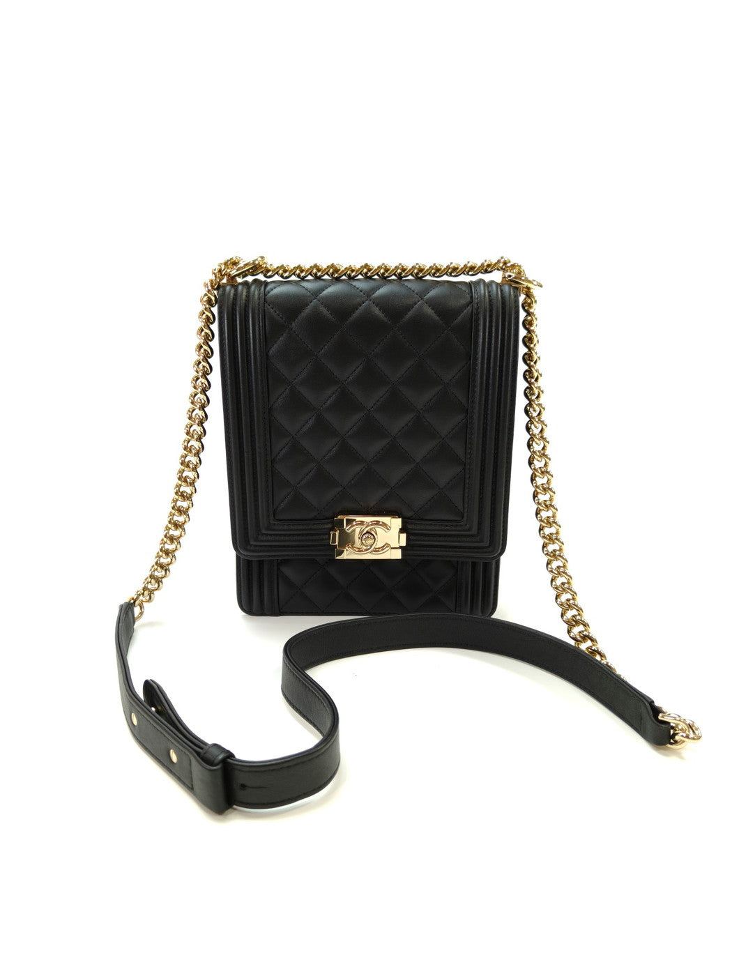 CHANEL ボーイシャネル マトラッセ ショルダーバッグ ラムスキン ブラック 管理番号：10123