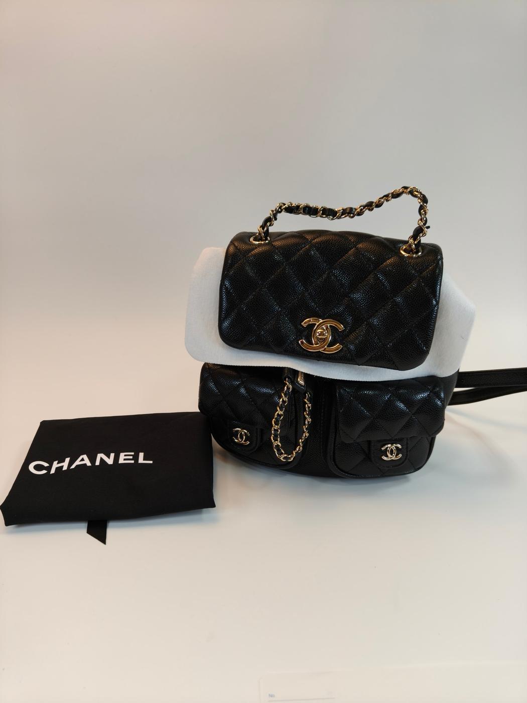 CHANEL シャネル バックパック リュック マトラッセ キャビアスキン ブラック ゴールド金具 AS3860 管理番号：10124