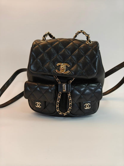 CHANEL シャネル バックパック リュック マトラッセ キャビアスキン ブラック ゴールド金具 AS3860 管理番号：10124
