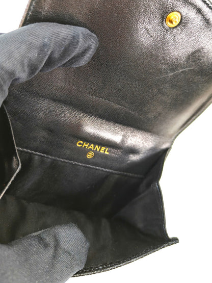 CHANEL シャネル キャビアスキン Wホック 二つ折り財布 A01427 ブラック 管理番号：10145