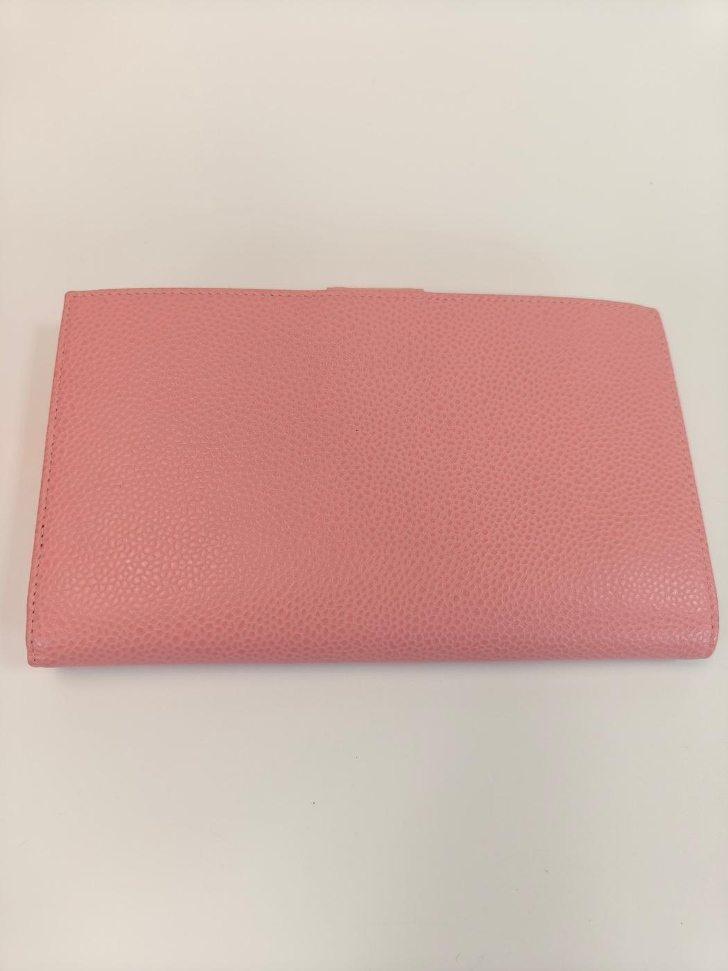 CHANEL シャネル キャビアスキン ココマーク がま口 二つ折り 財布 ピンク 管理番号：10152