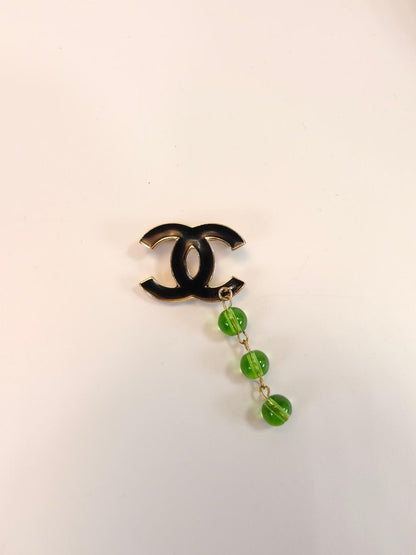 CHANEL シャネル ココマーク ブローチ ブラック 緑 管理番号：10176