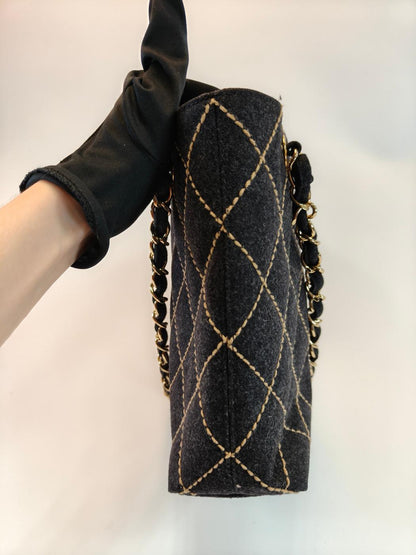 CHANEL シャネル ワイルドステッチ チェーントート トートバッグ ブラック 管理番号：10193