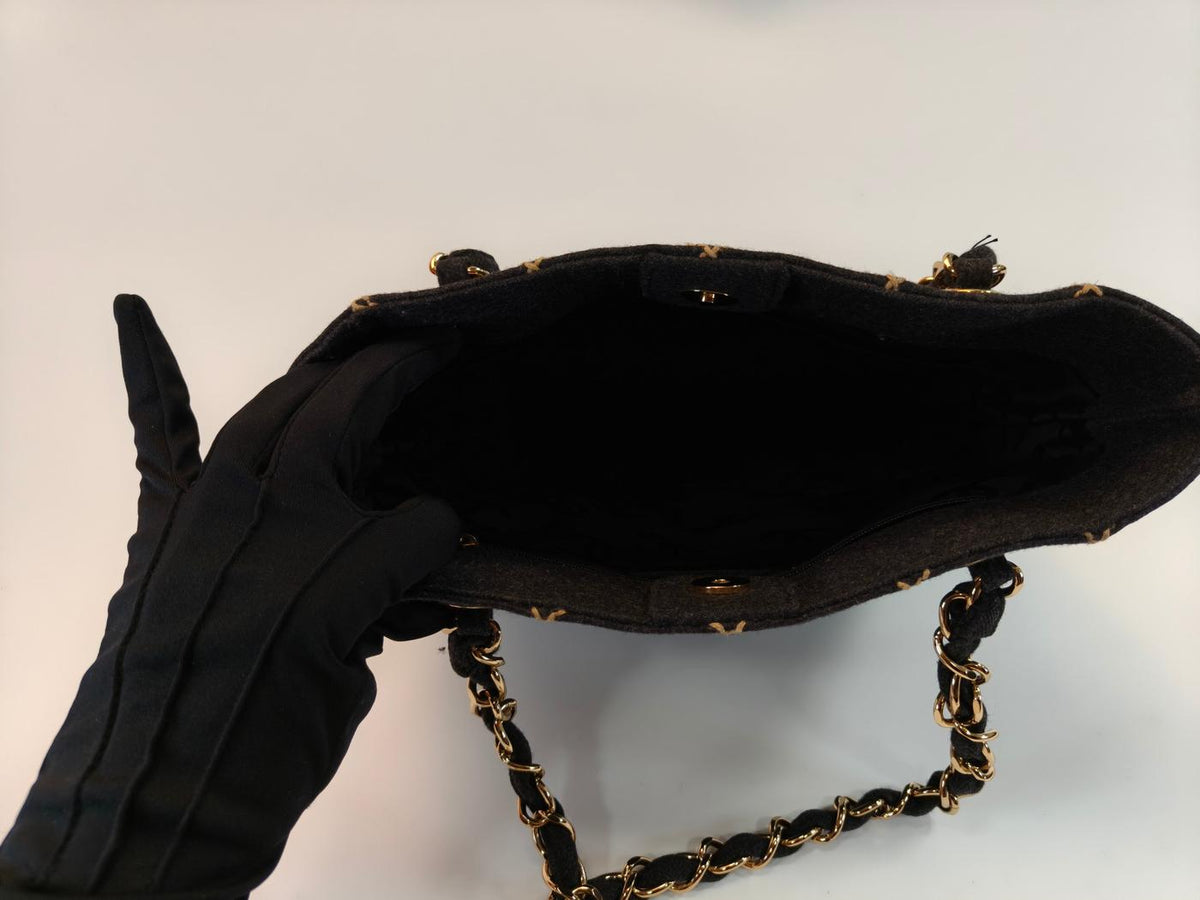 CHANEL シャネル ワイルドステッチ チェーントート トートバッグ ブラック 管理番号：10193
