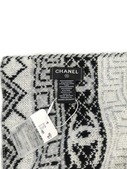 シャネル CHANEL ココマーク カシミヤ混 マフラー グレー系 タグ付き ブラック 管理番号：10205