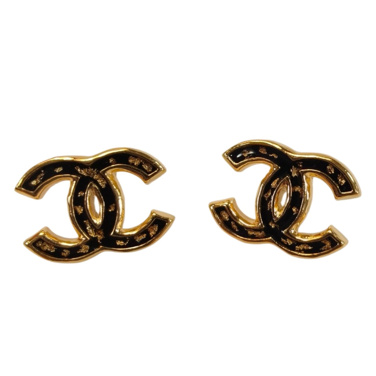 CHANEL シャネル ココマーク 金箔 ピアス ゴールド×ブラック 管理番号：10303