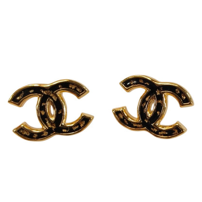 CHANEL シャネル ココマーク 金箔 ピアス ゴールド×ブラック 管理番号：10303
