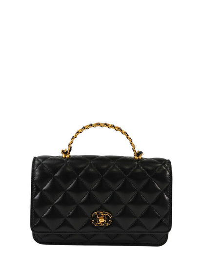 CHANEL シャネル19 マトラッセ トップハンドル チェーンウォレット AP3664 ブラック 管理番号：10411
