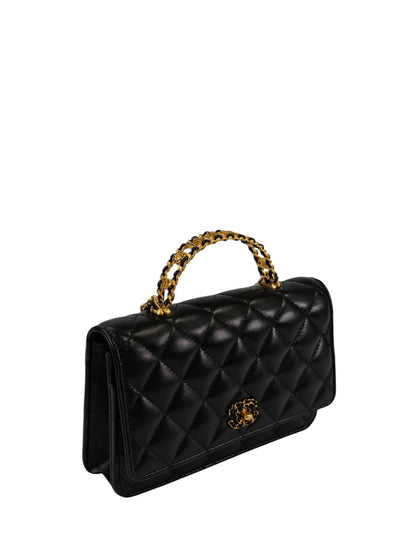 CHANEL シャネル19 マトラッセ トップハンドル チェーンウォレット AP3664 ブラック 管理番号：10411