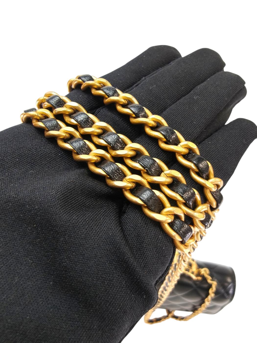 CHANEL シャネル19 マトラッセ トップハンドル チェーンウォレット AP3664 ブラック 管理番号：10411