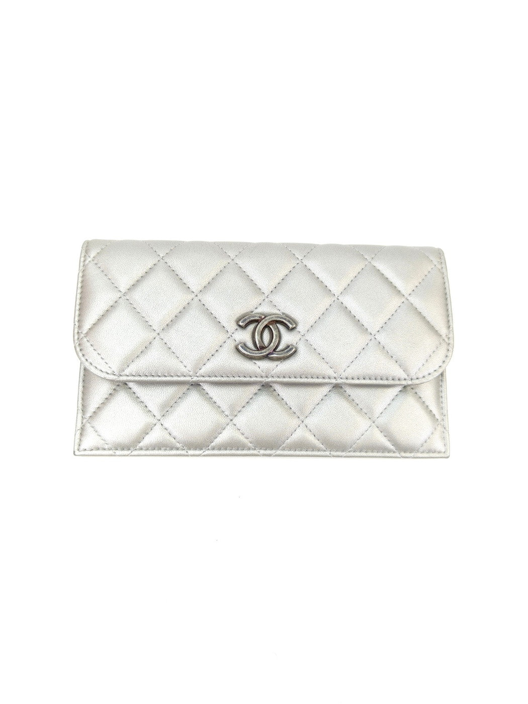 CHANEL Matelasse Multi-Bag with Chain Shoulder Strap, Wallet, and Smartphone Case, Silver, Reference Number: 10422