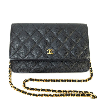 CHANEL シャネル マトラッセ チェーンウォレット ショルダーバッグ キャビアスキン ブラック 管理番号：10423