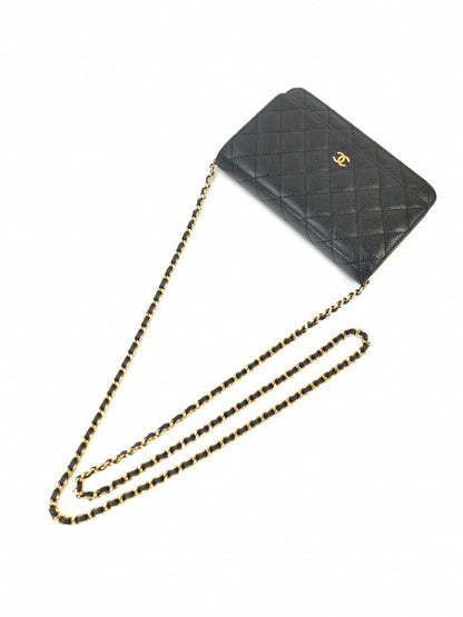 CHANEL シャネル マトラッセ チェーンウォレット ショルダーバッグ キャビアスキン ブラック 管理番号：10423