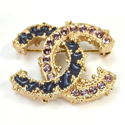 CHANEL Coco Mark Rhinestone Brooch Gray x Pink Reference Number: 10435