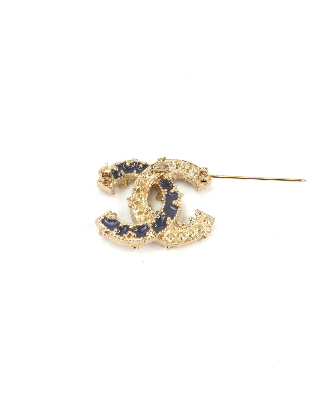 CHANEL Coco Mark Rhinestone Brooch Gray x Pink Reference Number: 10435