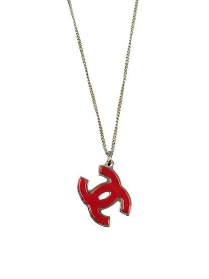 CHANEL シャネル ココマーク リバーシブル ネックレス ブラック×赤 管理番号：10484