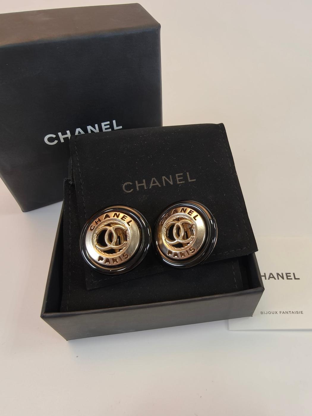 CHANEL シャネル ココマーク イヤリング ゴールド×ブラック 管理番号：10508