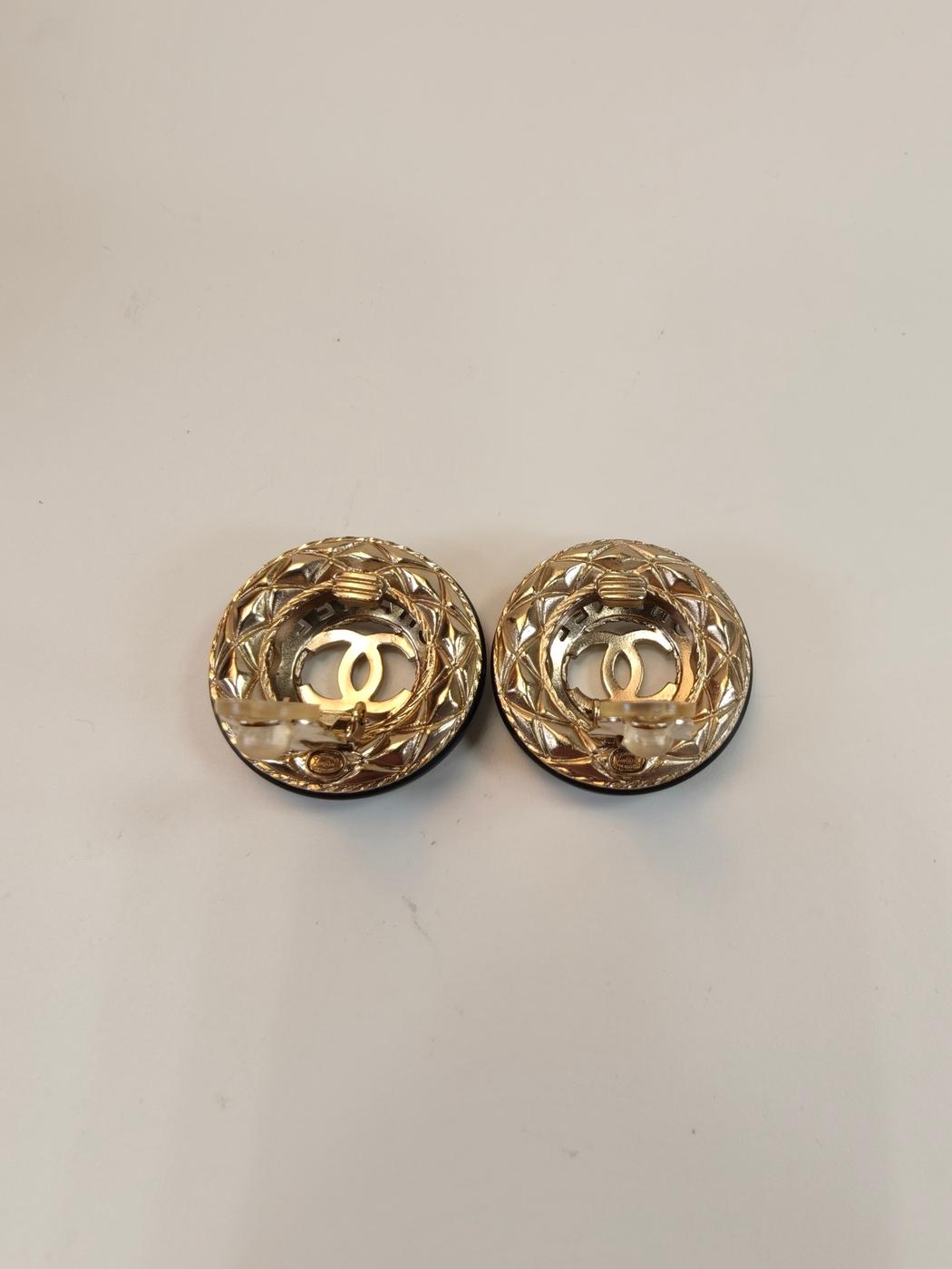 CHANEL シャネル ココマーク イヤリング ゴールド×ブラック 管理番号：10508