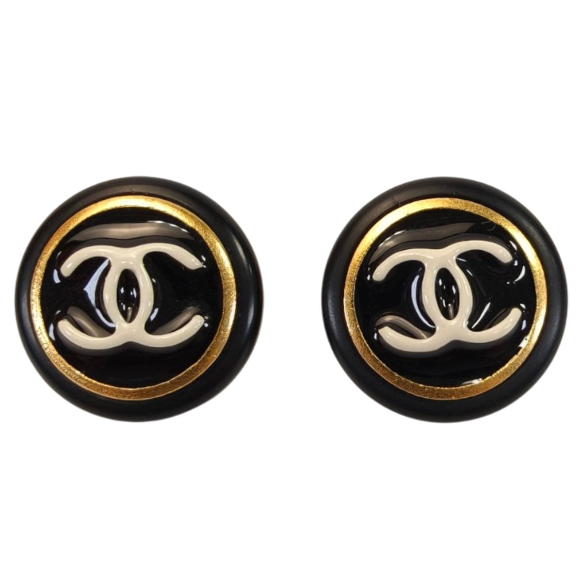 CHANEL シャネル ココマーク イヤリング ゴールド×ブラック 管理番号：10514