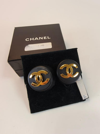 CHANEL シャネル ココマーク イヤリング ゴールド×ブラック 管理番号：10537