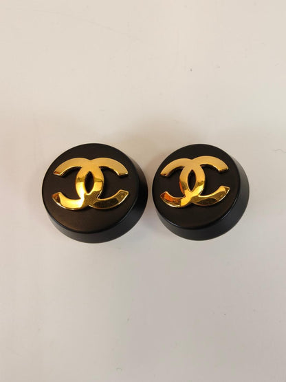 CHANEL シャネル ココマーク イヤリング ゴールド×ブラック 管理番号：10537