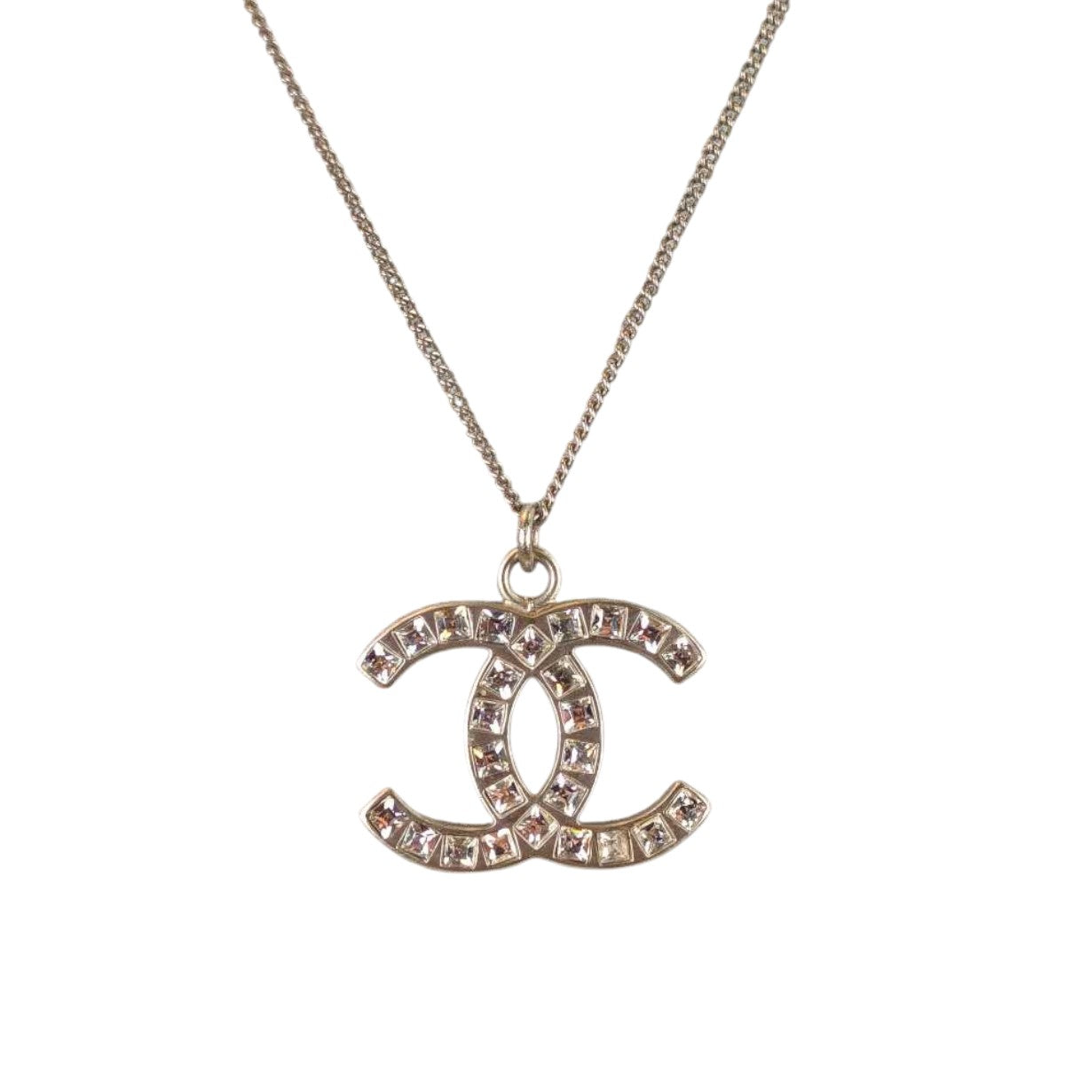 CHANEL シャネル ココマーク ラインストーン ネックレス シルバー 管理番号：10758