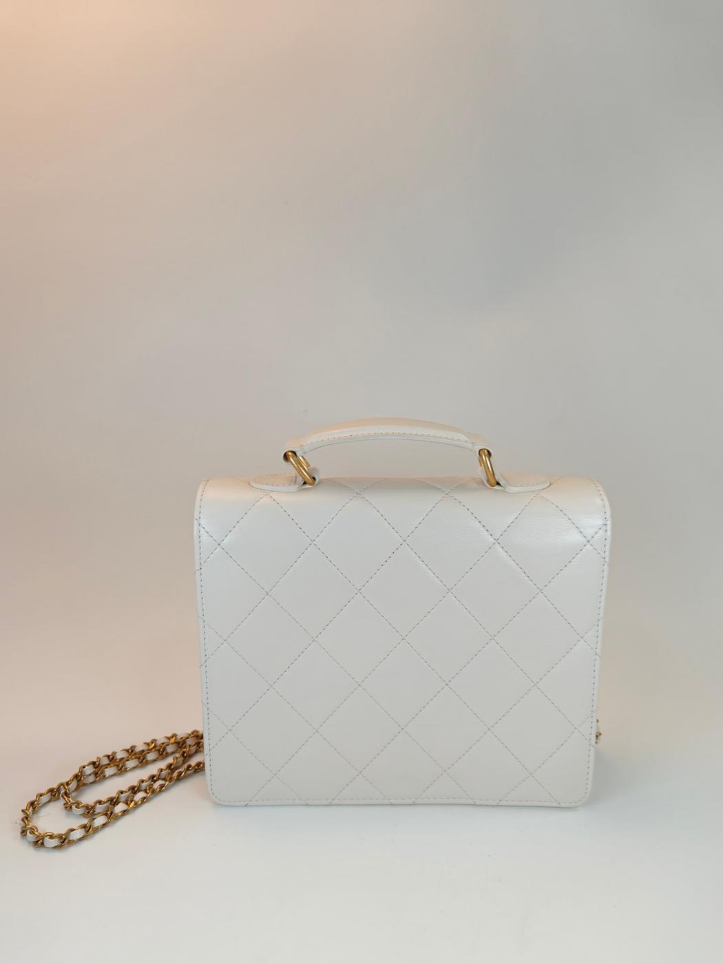 CHANEL シャネル マトラッセ トップハンドル チェーンショルダーバッグ ホワイト 管理番号：10764